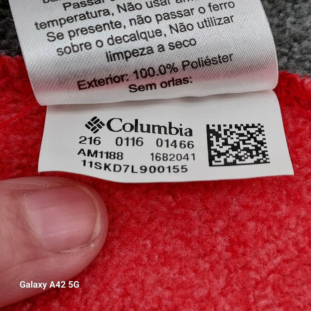 Columbia Sportswear Quarter Zip Fleece Pullover Red Heathered Gray Size L - Picture 5 of 7